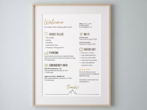 Mountain House Welcome Sign Template for Rental Property