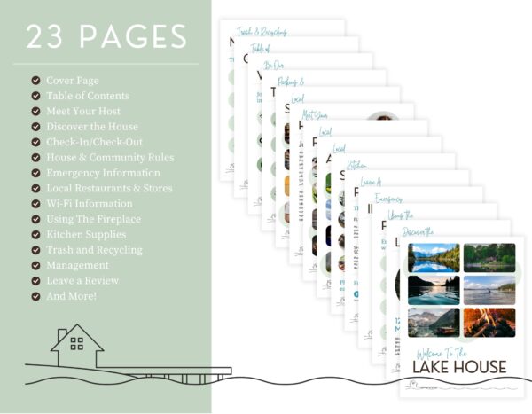 Lake House AirBNB and Rental Welcome Book Canva Template - Image 2