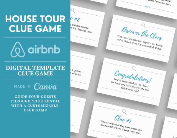 Rental House Tour Clue Game Card Template