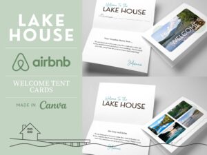 Lake House Welcome Greeting Card Template for Canva