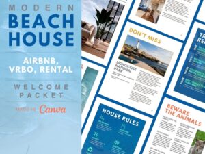 Modern Beach House Rental Property Welcome Book Template