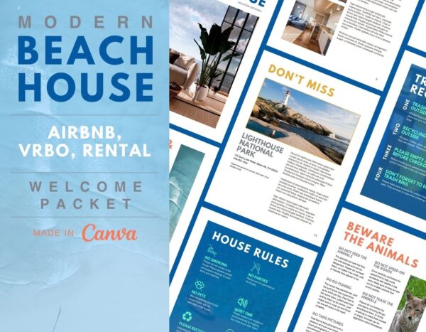 Modern Beach House Rental Property Welcome Book Template