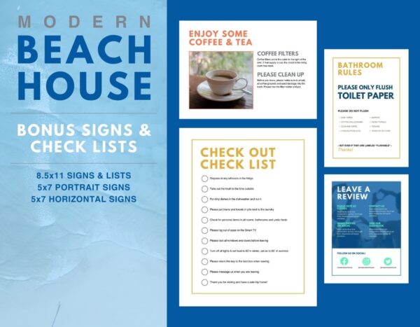 Modern Beach House AirBNB and Rental Welcome Book Canva Template - Image 7
