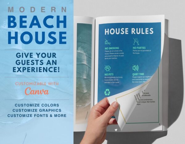 Modern Beach House AirBNB and Rental Welcome Book Canva Template - Image 4