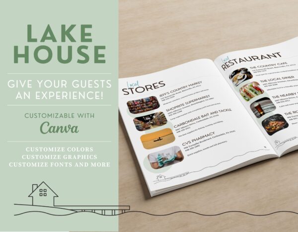 Lake House AirBNB and Rental Welcome Book Canva Template - Image 7