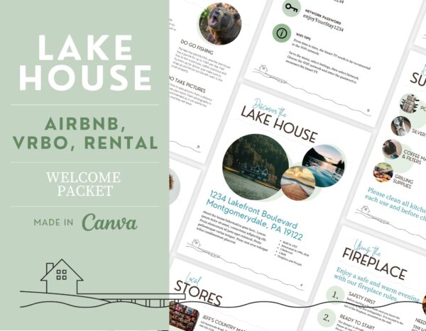 Lake House Welcome Template for Airbnb, VRBO and Rental Houses